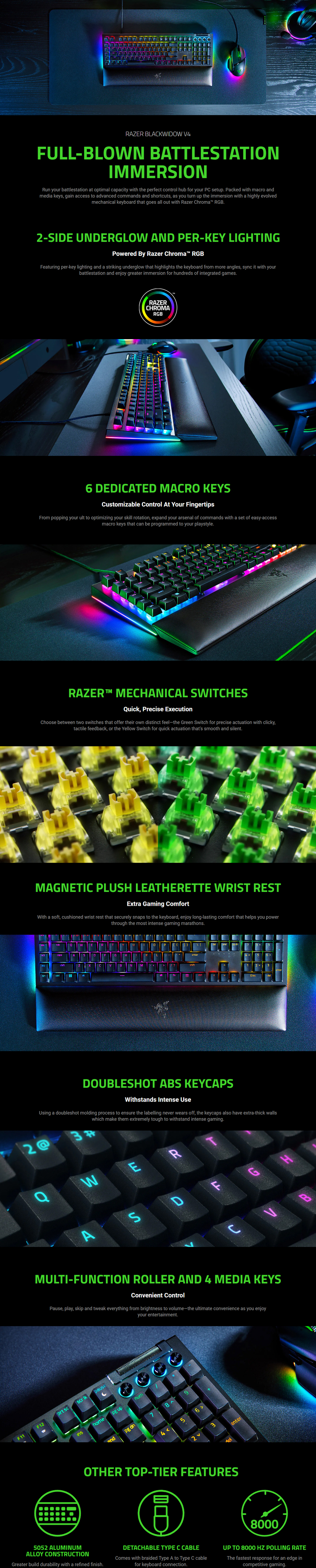 razer blackwidow v4 mechanical green switch gaming keyboard