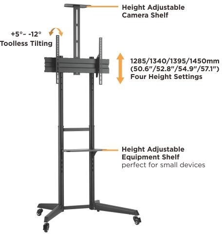 brateck t1040t versatile and compact steel tv cart