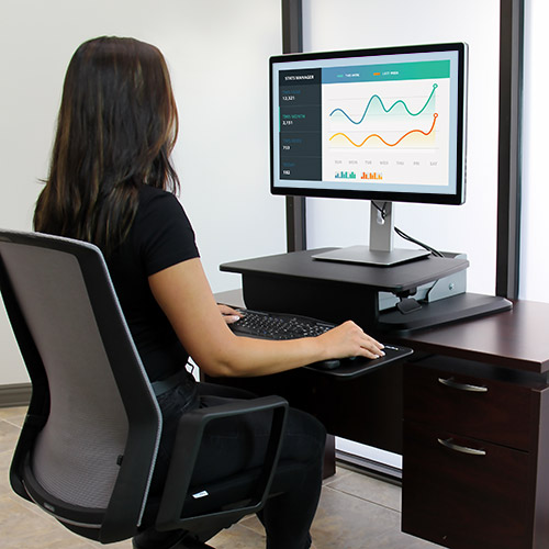Simply put the sit-to-stand workstation on your desktop to create an affordable, ergonomic workspace