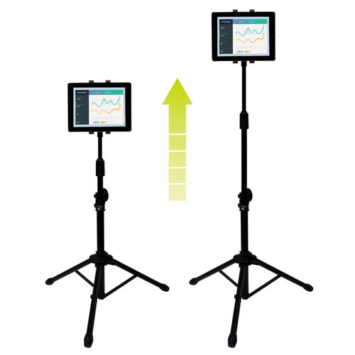 Simply raise or lower the tripod stand to adjust your tablet to your preferred height