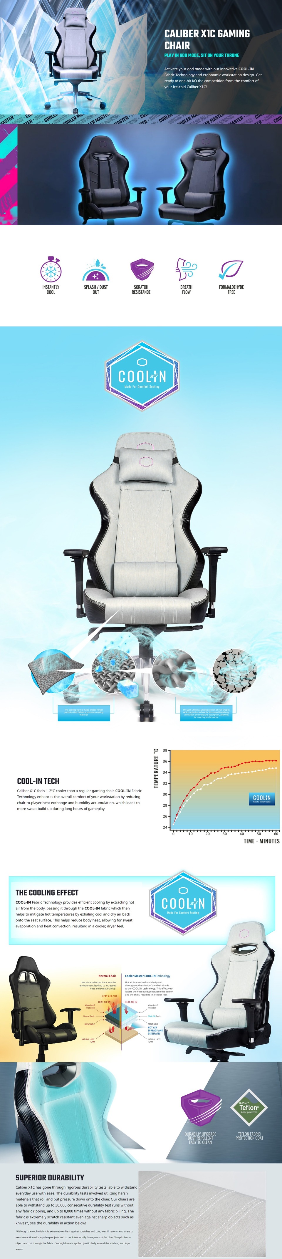 coolermaster cmi-gcx1c-gy caliber x1 gaming chair cool-in edition
