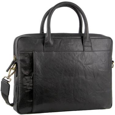 15.6 Pierre Cardin Leather Multi-Handle Laptop Bag - Black PC 3591