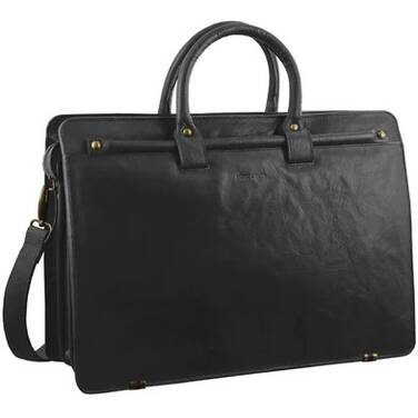 15.6 Pierre Cardin Rustic Leather Laptop Bag - Black PC 2809