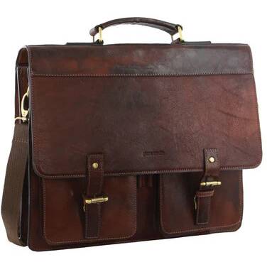 15.6 Pierre Cardin Business Leather Laptop Bag - Cognac PC 3523