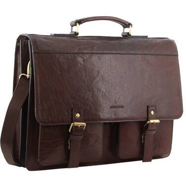 15.6 Pierre Cardin Business Leather Laptop Bag - Brown PC 3523