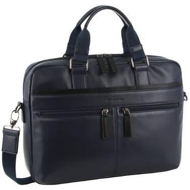 15.6 Pierre Cardin Men's Leather Business Computer Bag - Navy/Black PC 3824