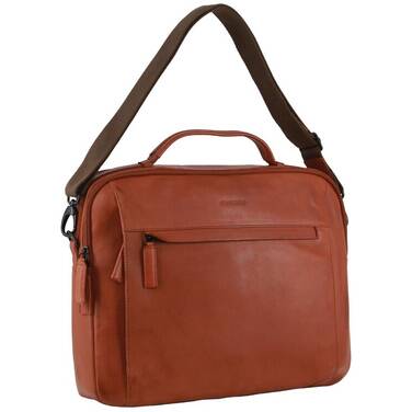 15.6 Pierre Cardin Leather Business Laptop Bag - Cognac PC 3876