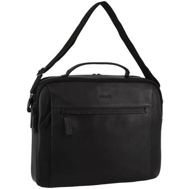 15.6 Pierre Cardin Leather Business Laptop Bag - Black PC 3876