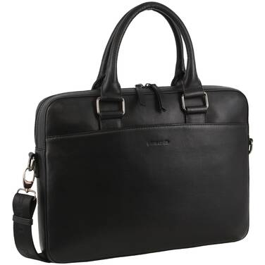 15.6 Pierre Cardin Leather Business Satchel Bag - Black PC 3817