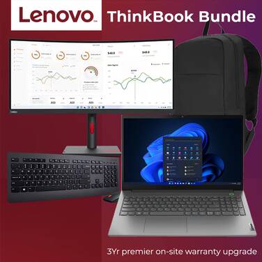 ThinkBook 15.6 i7 16GB Win11 Pro Laptop | Lenovo Hybrid Workforce Bundle 4