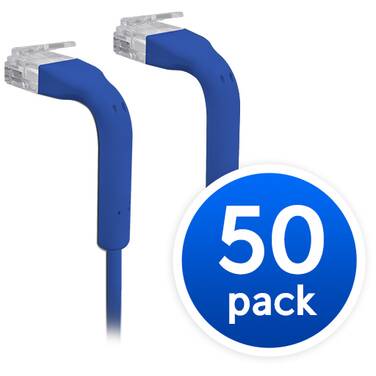 50 Pack - 10cm Ubiquiti Unifi Blue Cat6 Bendable Ultra-Thin Network Cable