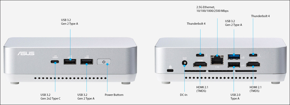 asus nuc 14 pro slim core ultra 9 barebones mini pc white