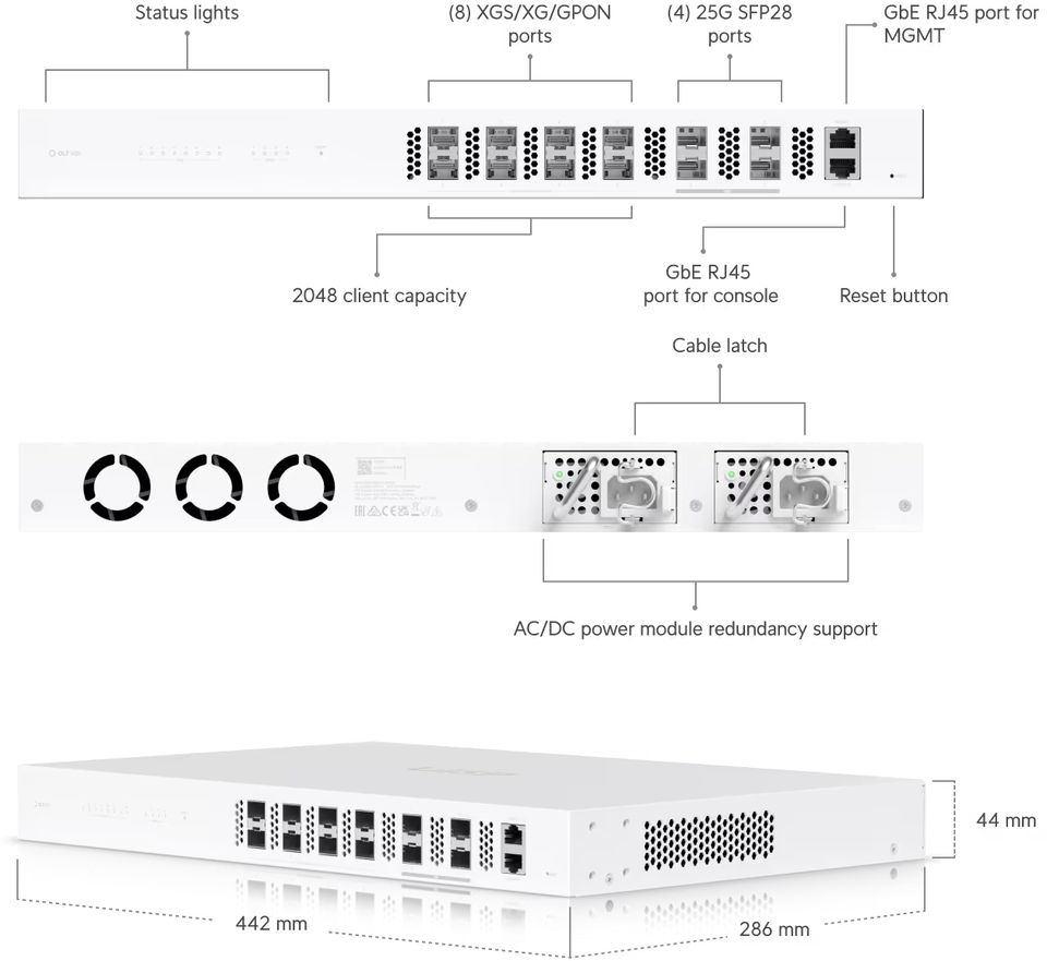 8-port ubiquiti uisp-fiber-olt-xgs fiber optical line terminal xgs