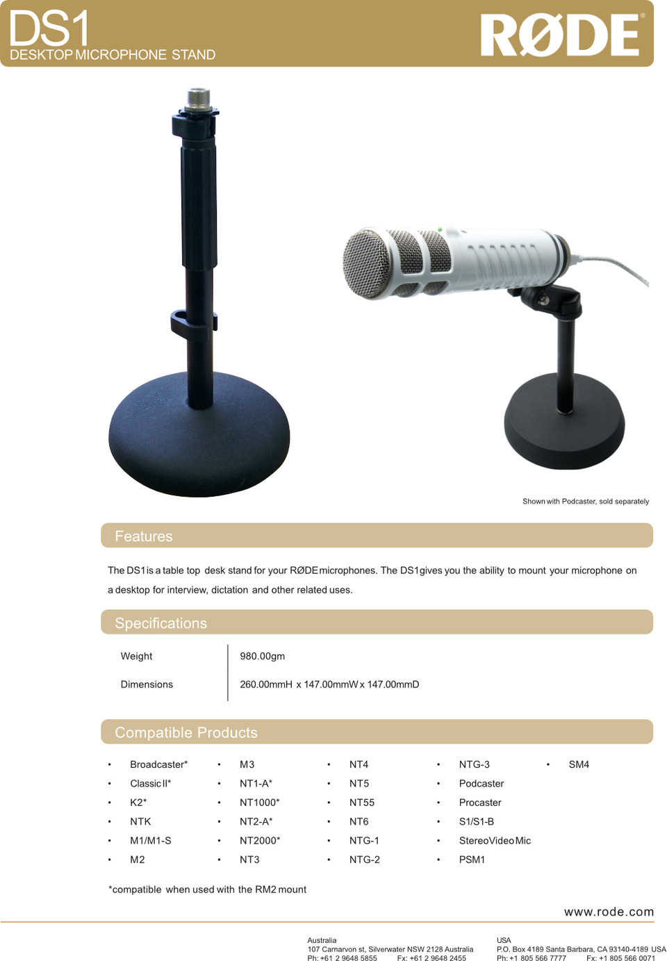 rode ds1 desktop microphone stand