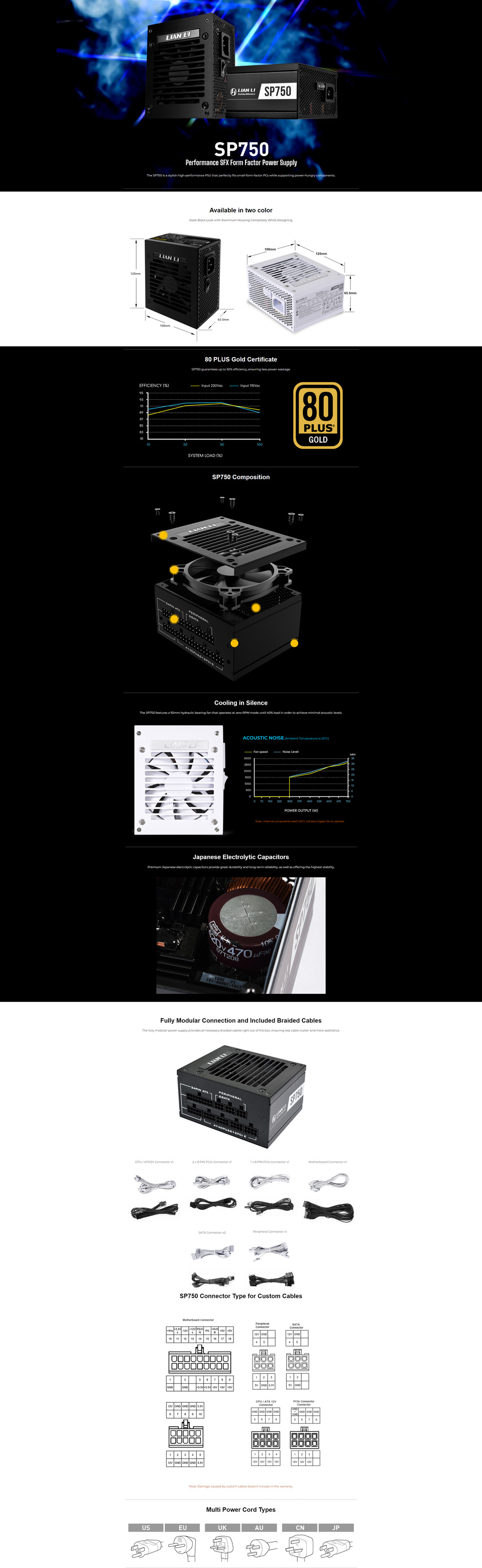 lian li performance sfx from factor power supply 750 w 80 plus gold efficiency black