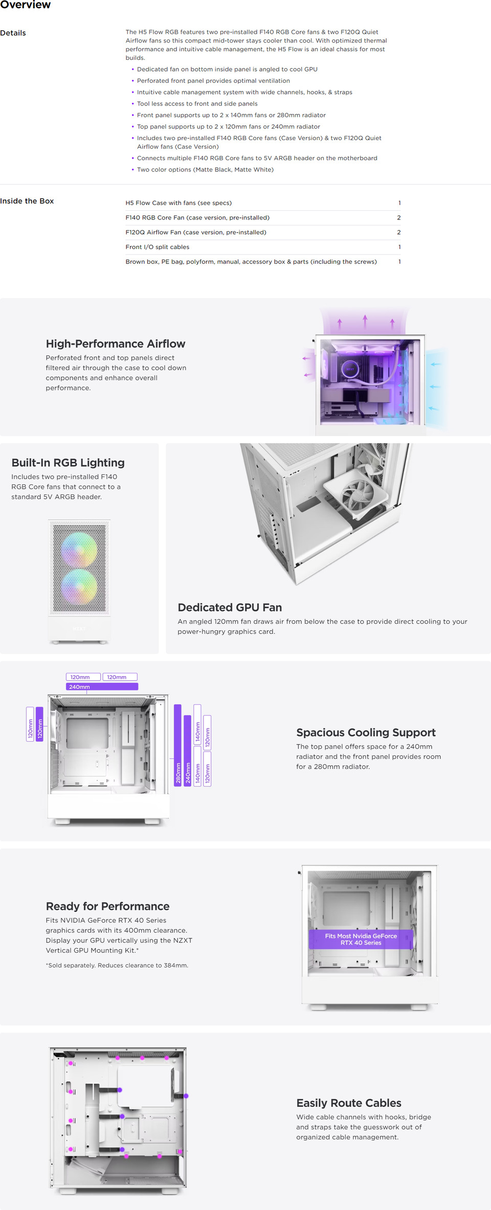 nzxt atx h series h5 flow rgb edition all black cc-h51fb-r1