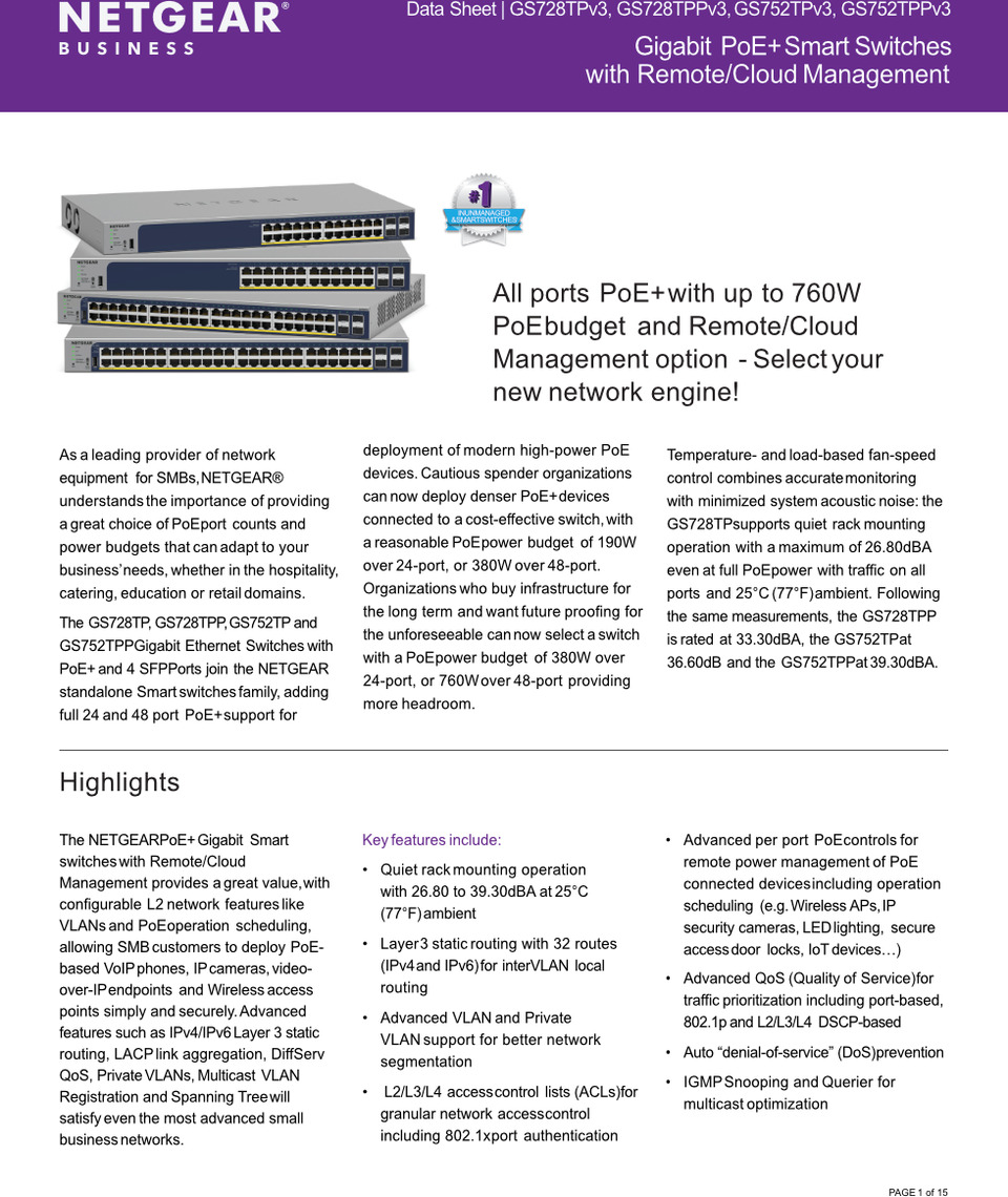 48 port netgear gs752tp-300aus gigabit smart managed switch with poe