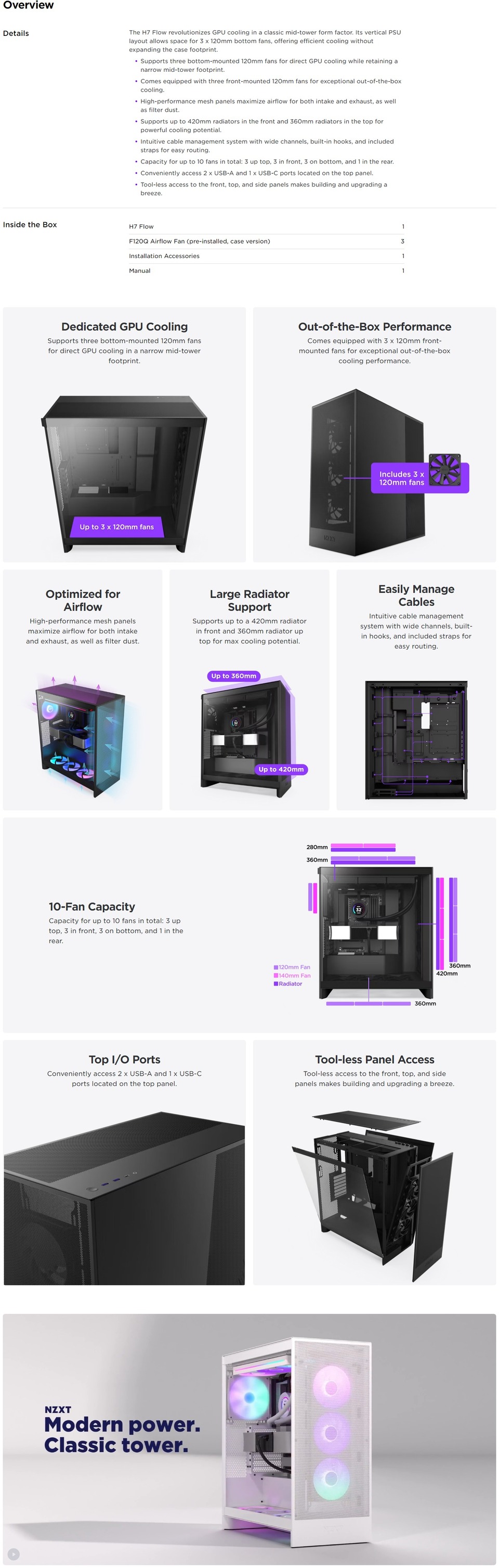 nzxt atx h7 flow 2024 white case cm-h72fw-01