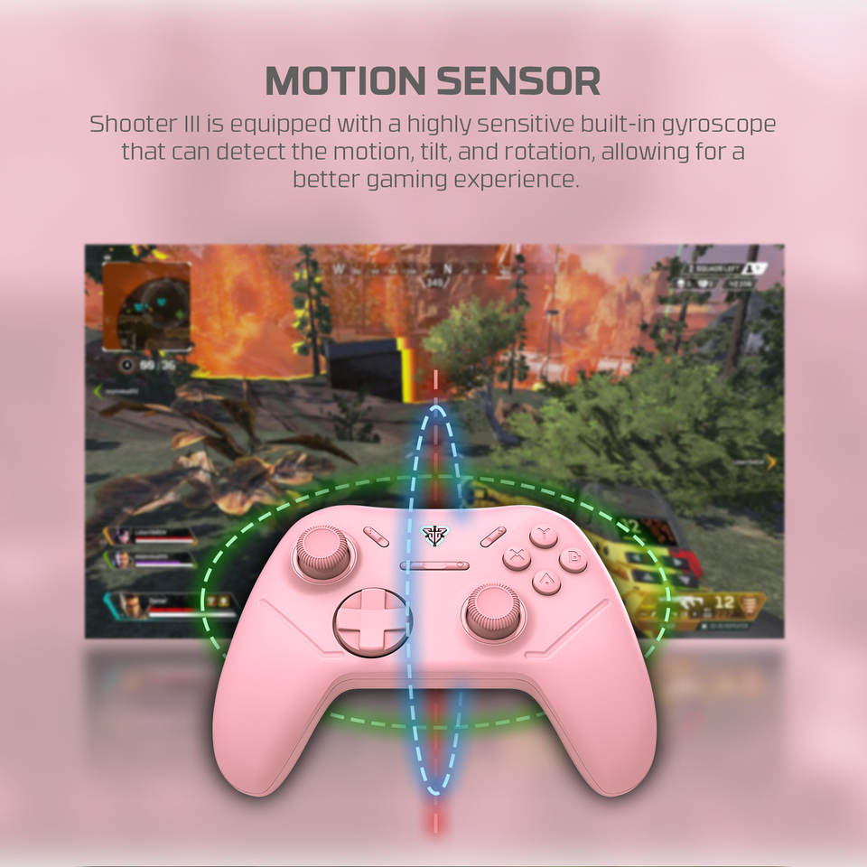 fantech shooter iii wireless hall-effect multi-platform gaming controller pink