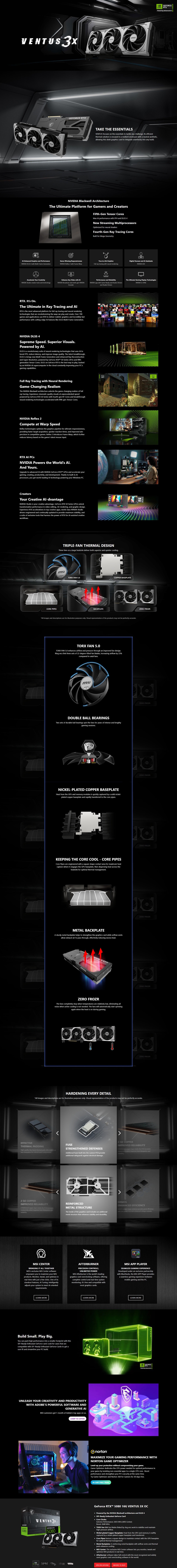 msi rtx 5080 16g ventus 3x oc graphics card