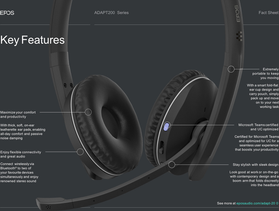 epos adapt 260 wireless bluetooth stereo headset