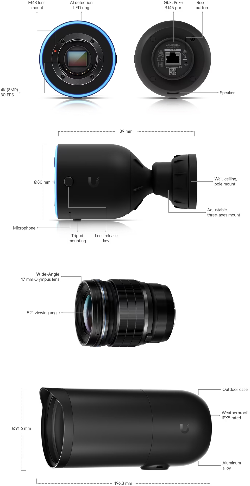 ubiquiti uvc-ai-dslr ai dslr indooroutdoor 4k poe camera