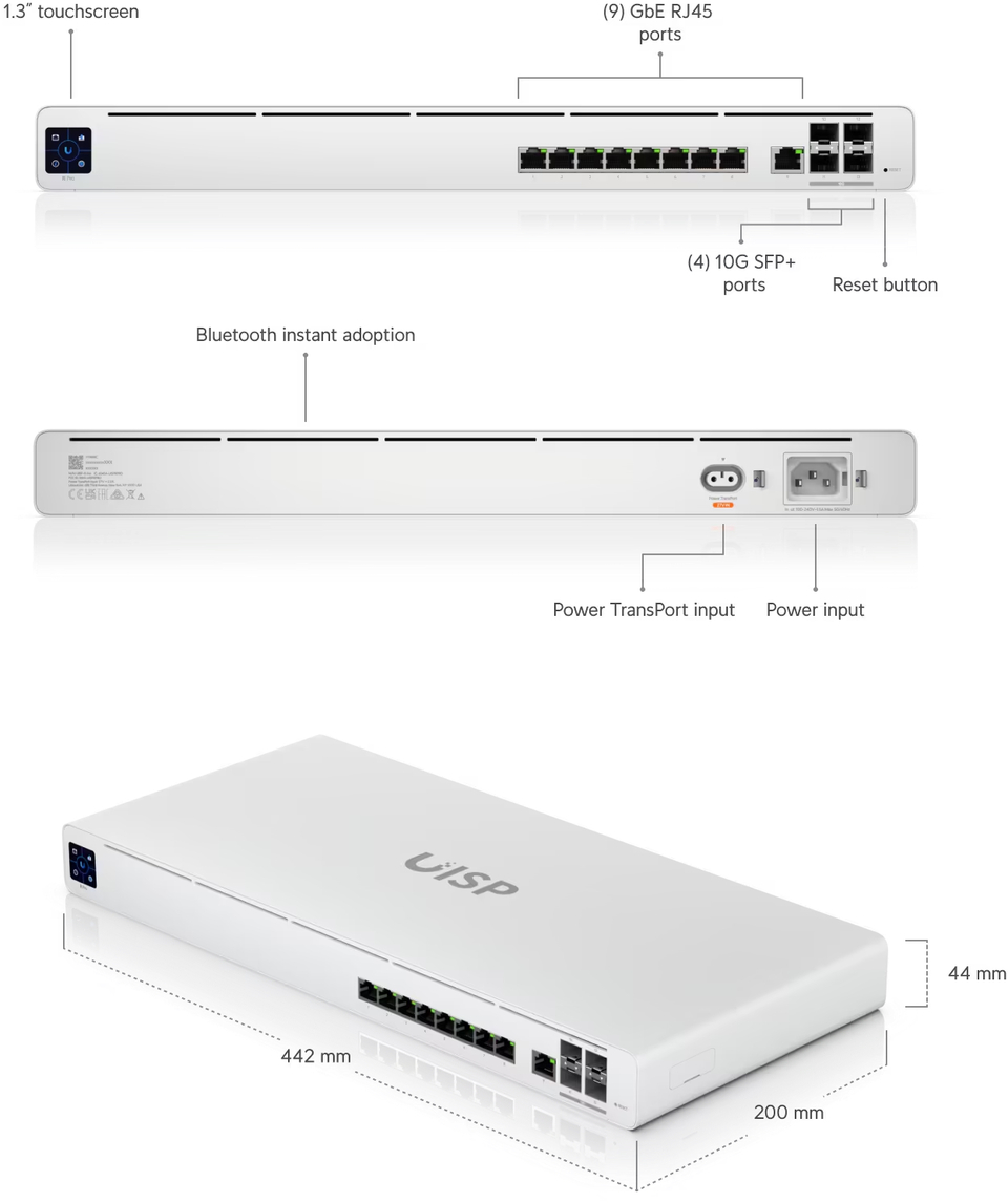 8-port ubiquiti uisp-r-pro router pro with 10gbe