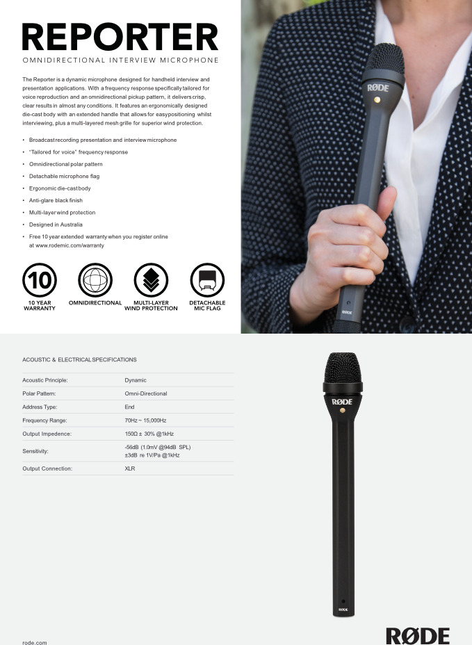 rode reporter handheld interview microphone