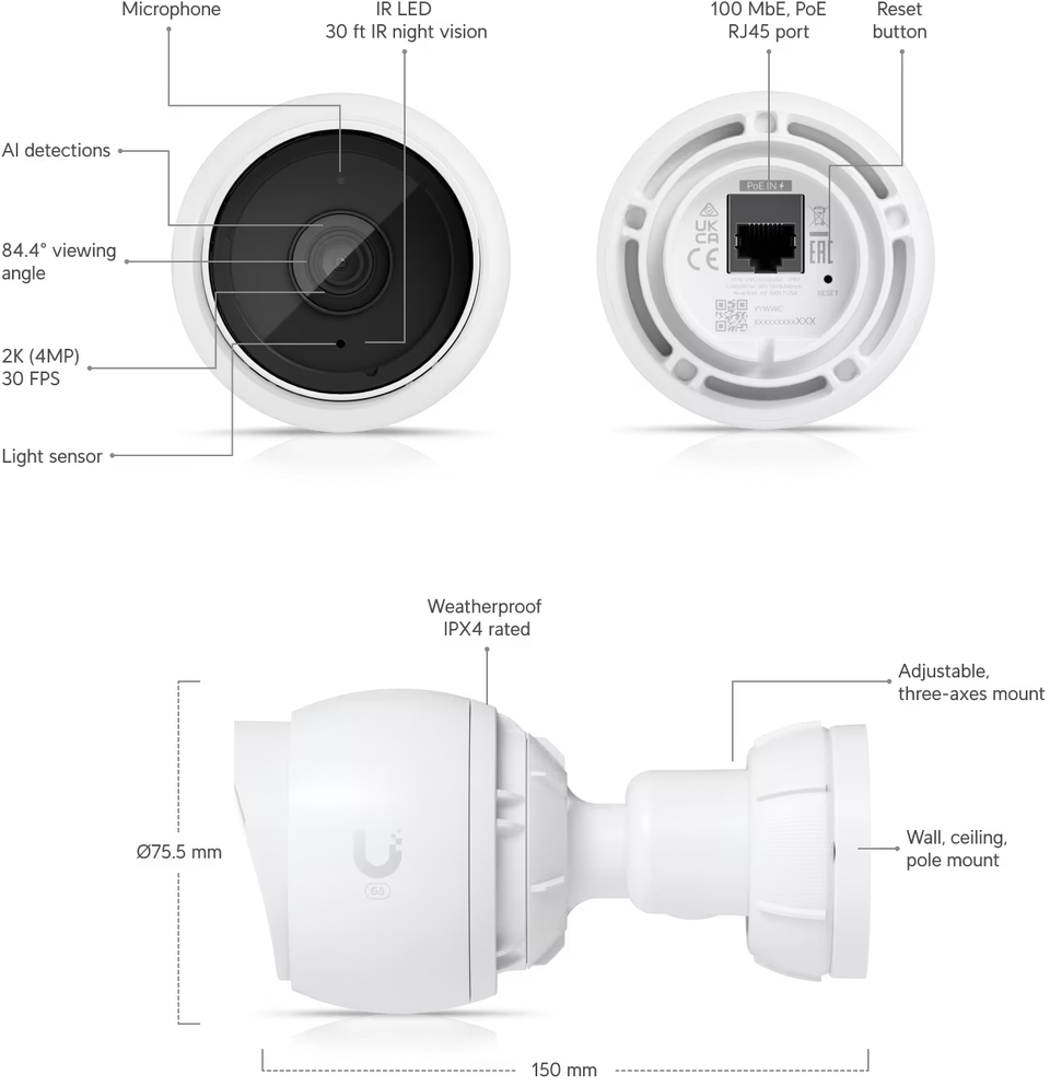 ubiquiti unifi protect g5-bullet 2k camera uvc-g5-bullet