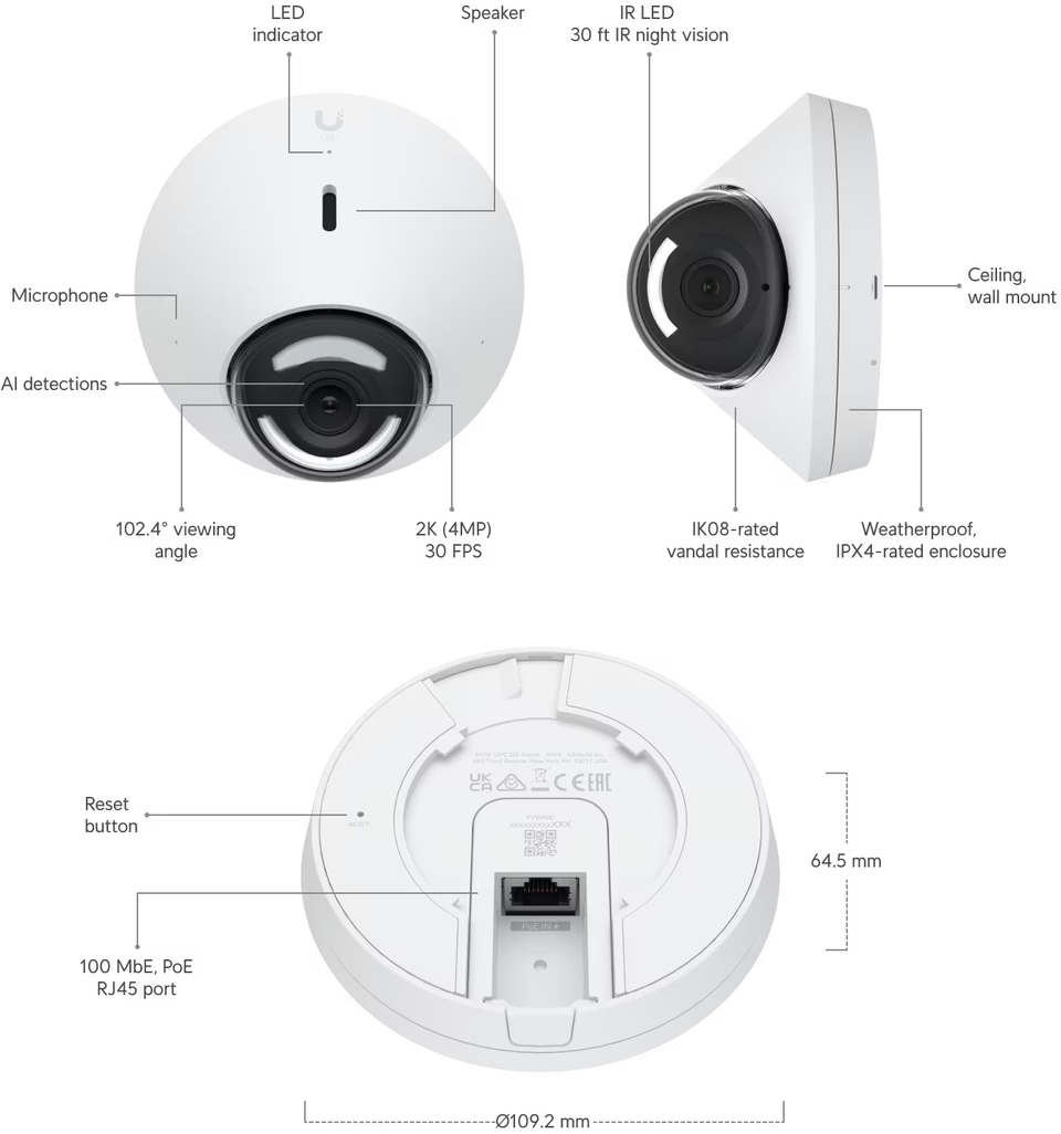 ubiquiti uvc-g5-dome unifi g5 dome security camera