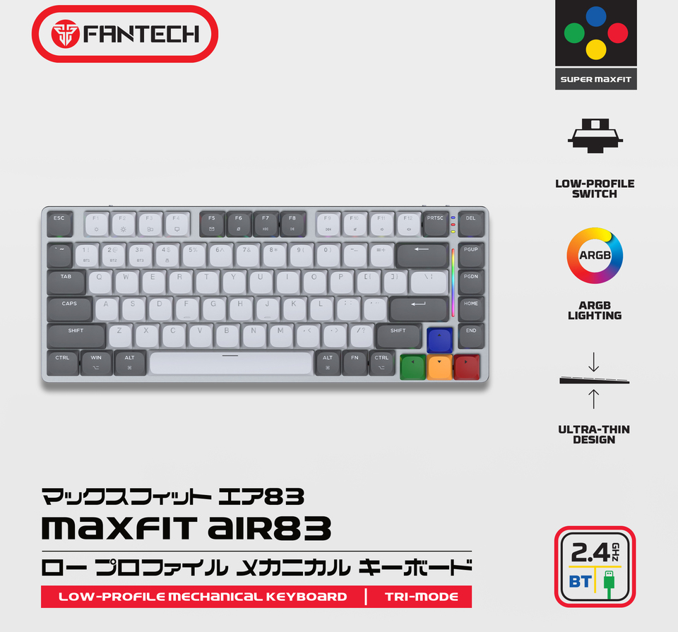 fantech mk915 super maxfit air83 75 wireless low profile linear switch gaming keyboard