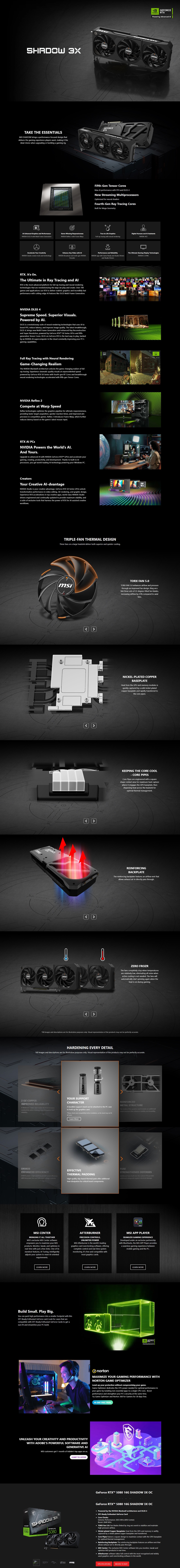 msi rtx 5080 16g shadow 3x oc graphics card