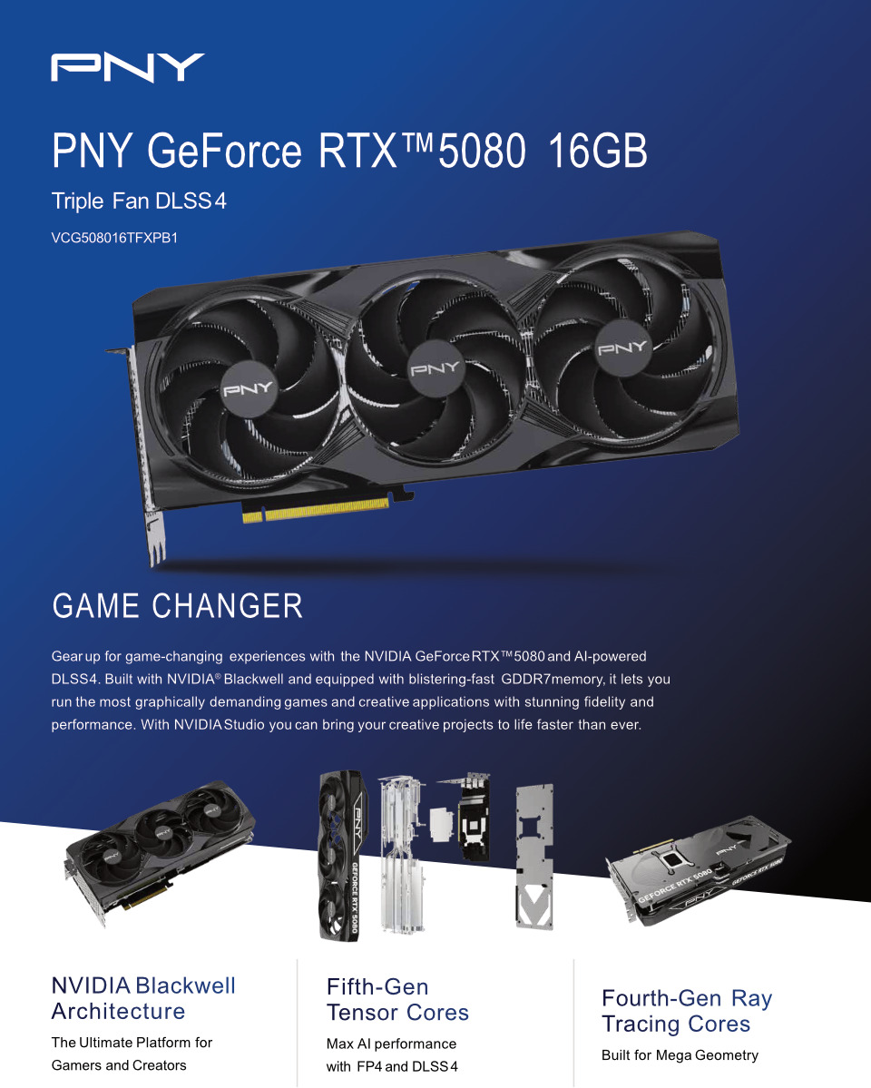 pny rtx 5080 triple fan graphics card