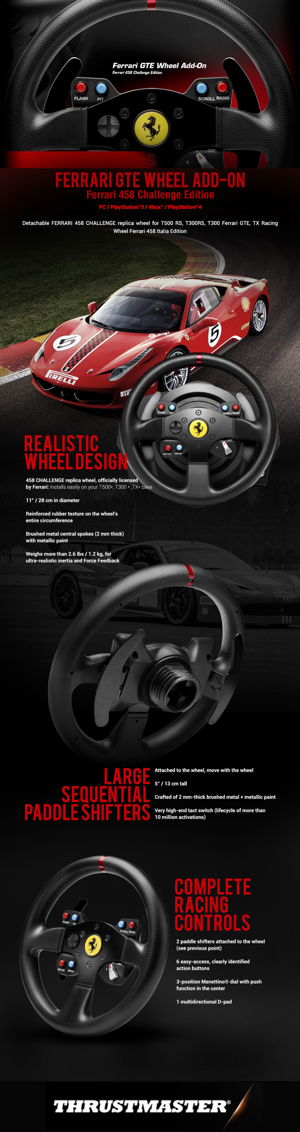 thrustmaster 4060047 ferrari gte f458 wheel add-on