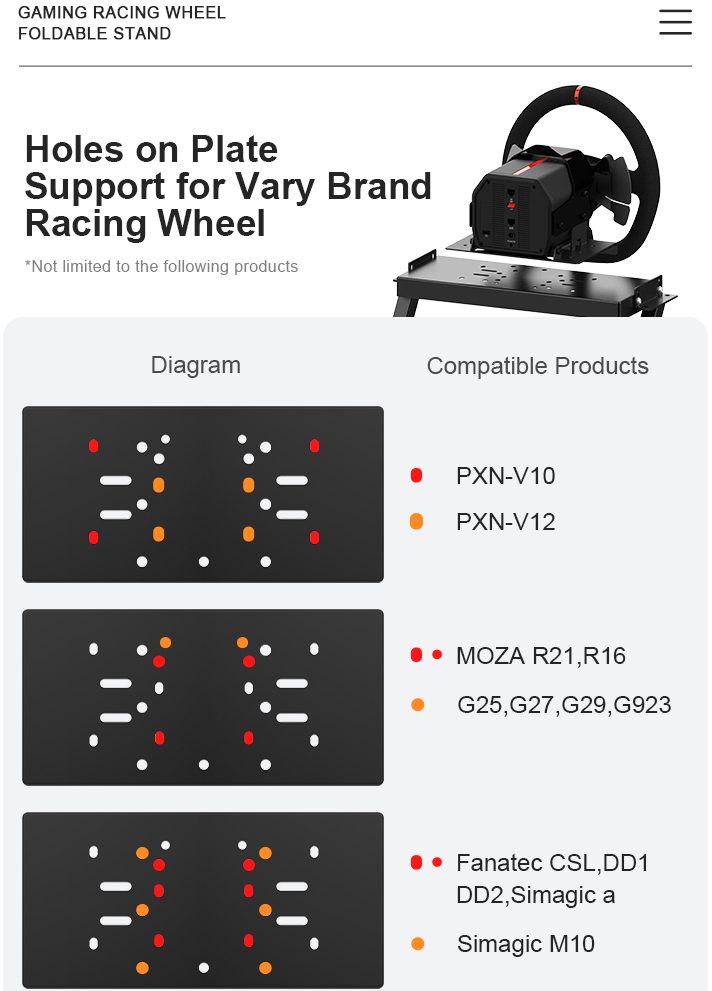 pxn-a10 foldable and adjustable racing sim frame