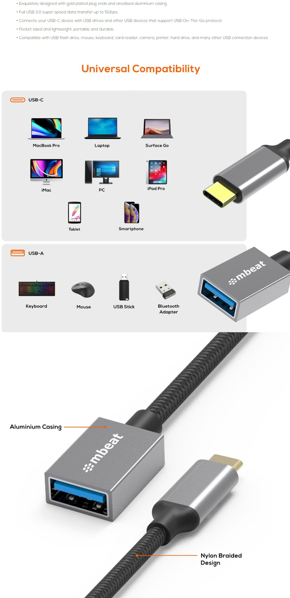 mbeat tough link usb-c to usb 30 adapter