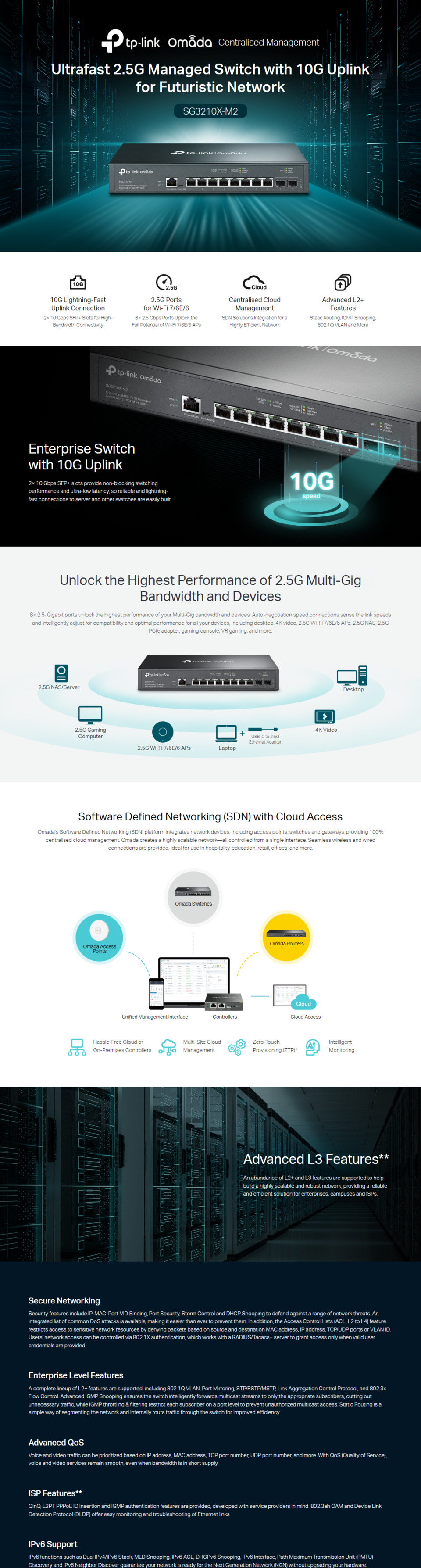 8 port tp-link sg3210x-m2 omada 8-port 25g l2 managed switch