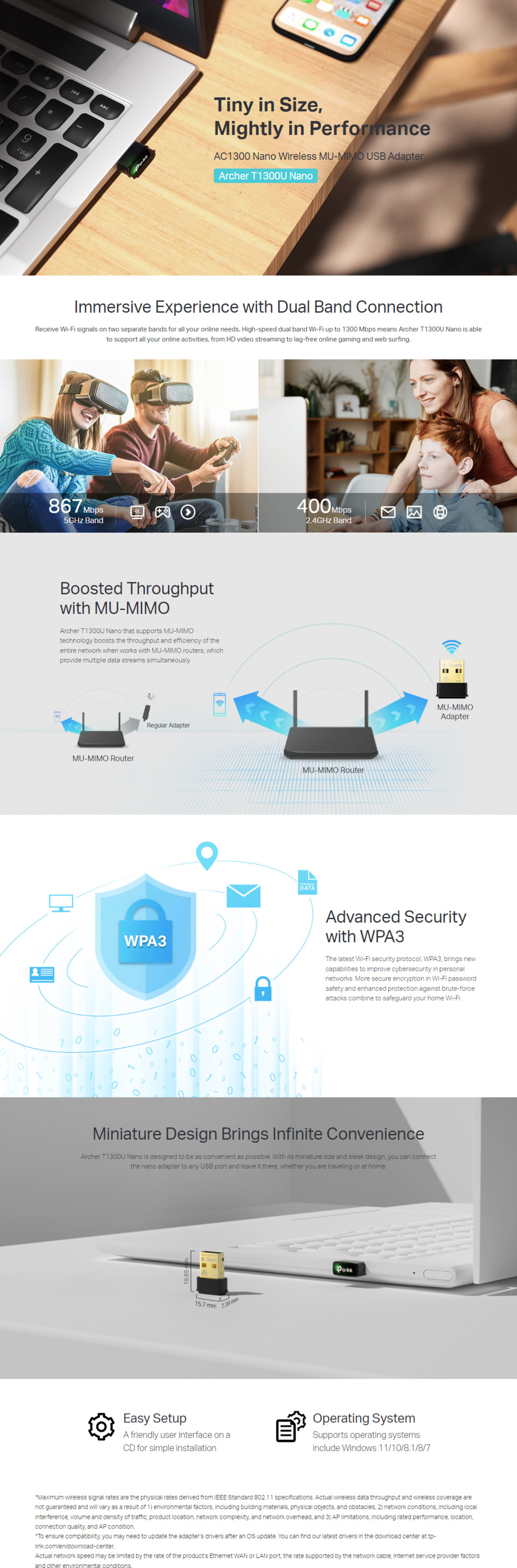 tp-link archer t1300u nano ac1300 mini usb adapter