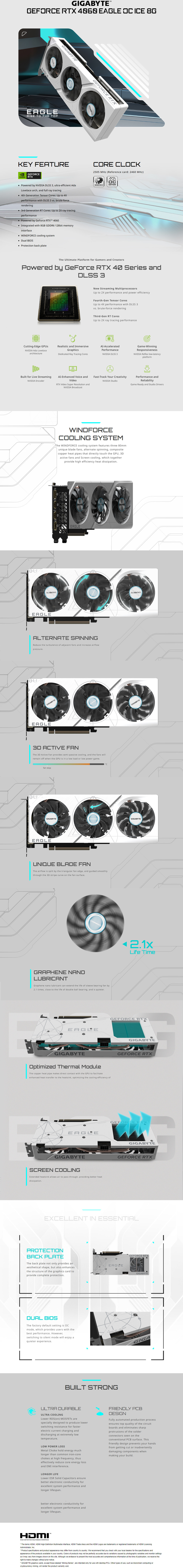 gigabyte rtx 4060 8gb eagle oc ice graphics card gv-n4060eagleoc ice-8gd