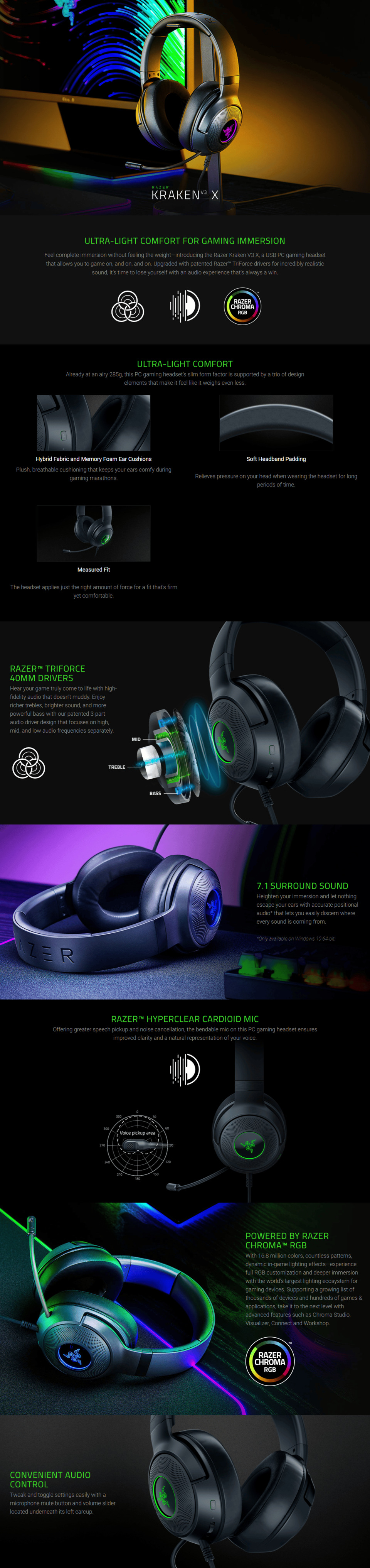 razer kraken v3 x wired usb gaming headset rz04-03750300