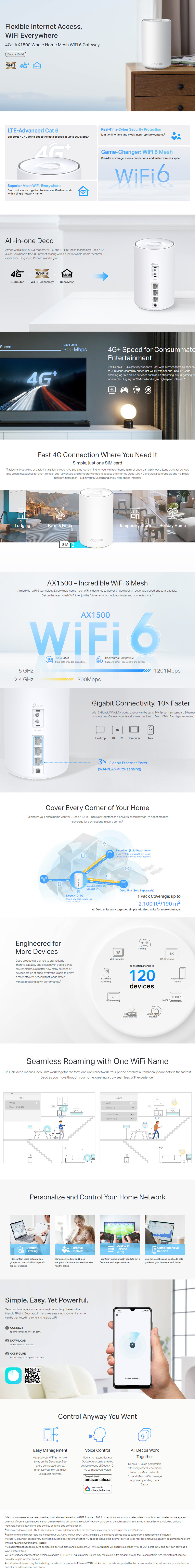 tp-link deco x10-4g ax1500 whole home mesh wifi 6 gateway