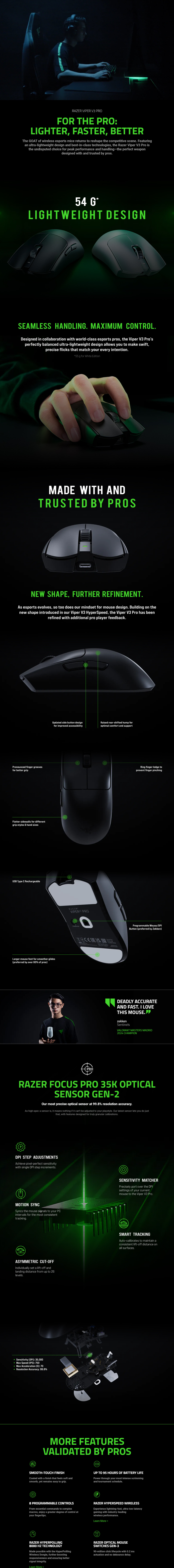 razer viper v3 pro wireless esports gaming mouse rz01-04660200