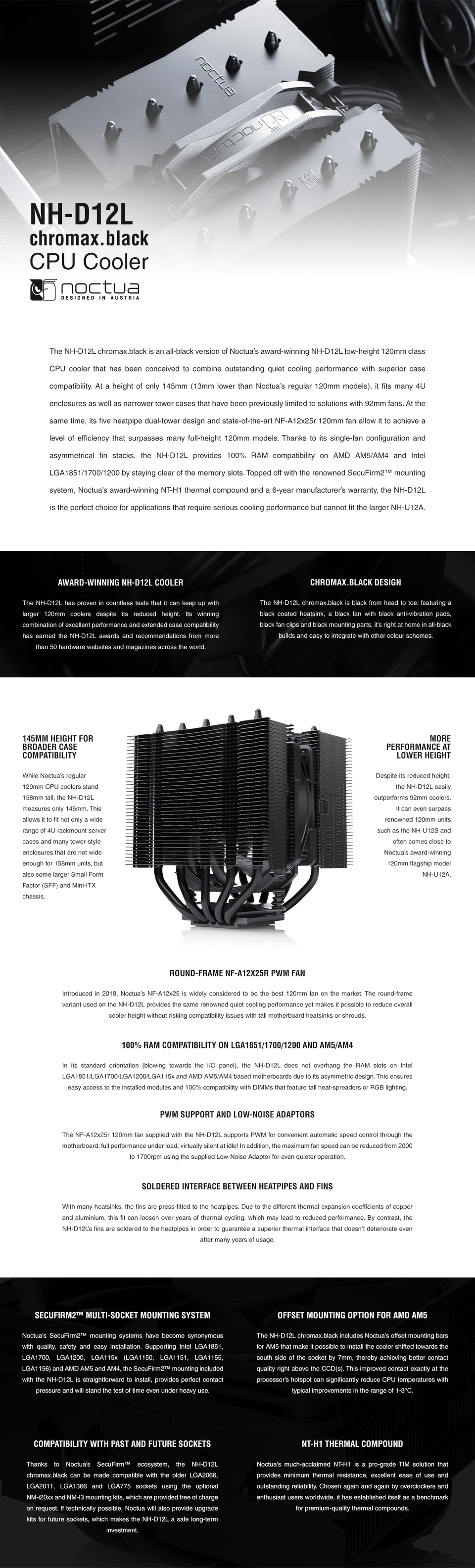 noctua nh-d12l chromax black multi socket cpu cooler