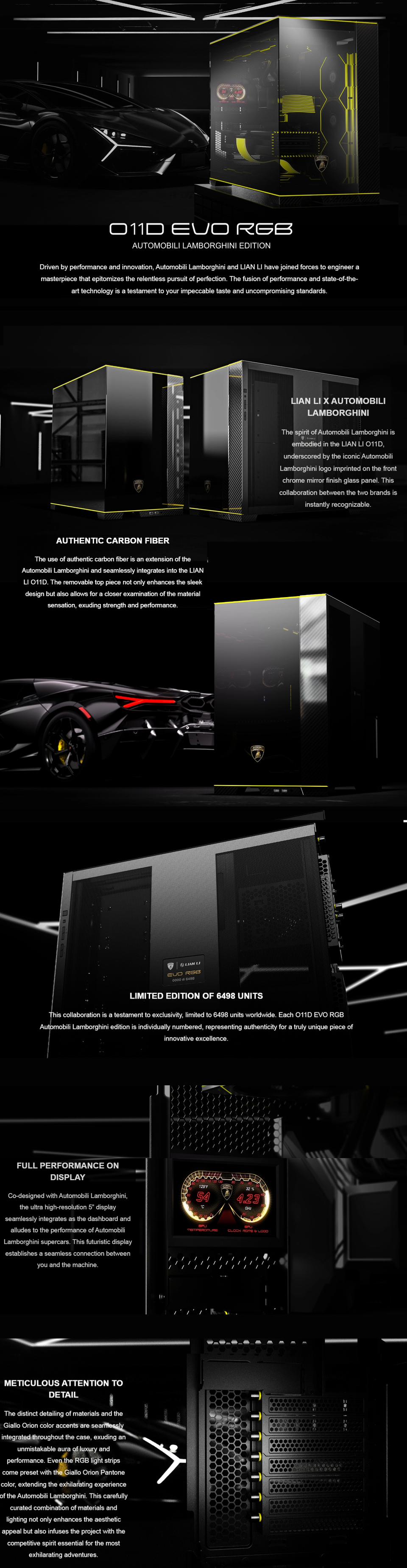 lian li pc-o11dergbx evo rgb automobili lamborghini edition tg case black