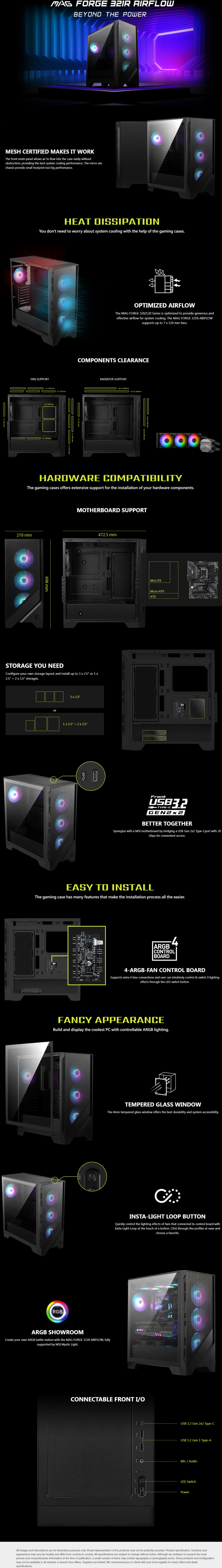 msi mag forge 321r airflow mid-tower case black