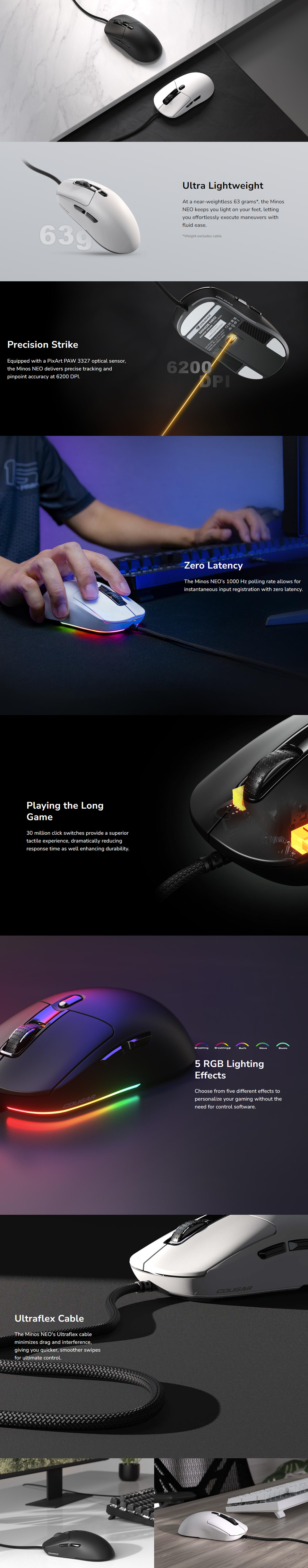 cougar minos neo rgb gaming mouse