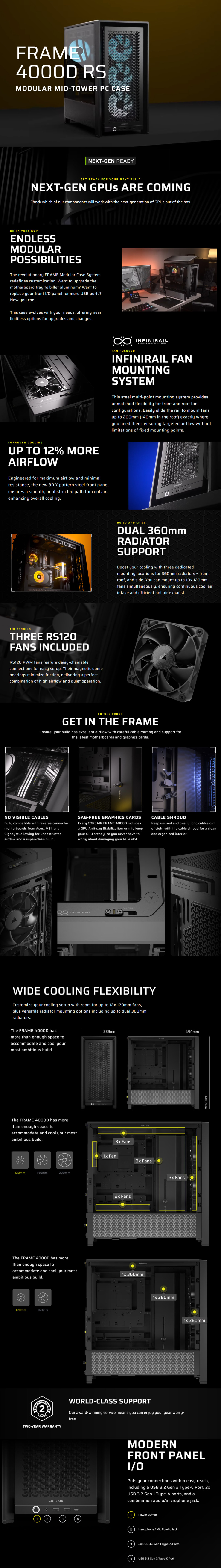 corsair frame 4000d rs modular mid-tower case