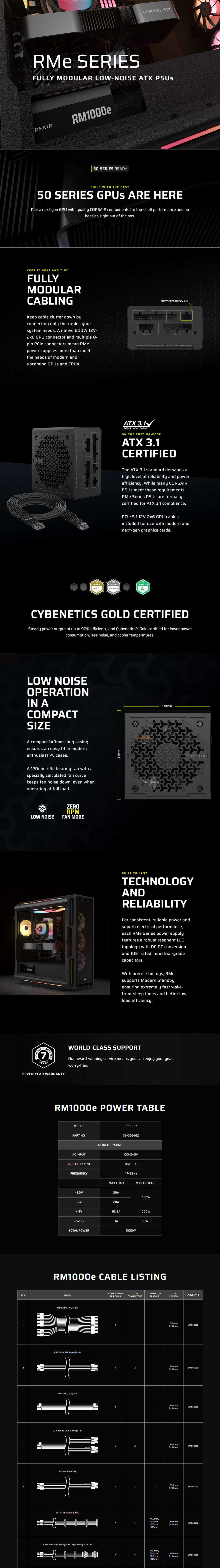 1000 watt corsair rm1000e 80 plus gold atx 31 power supply