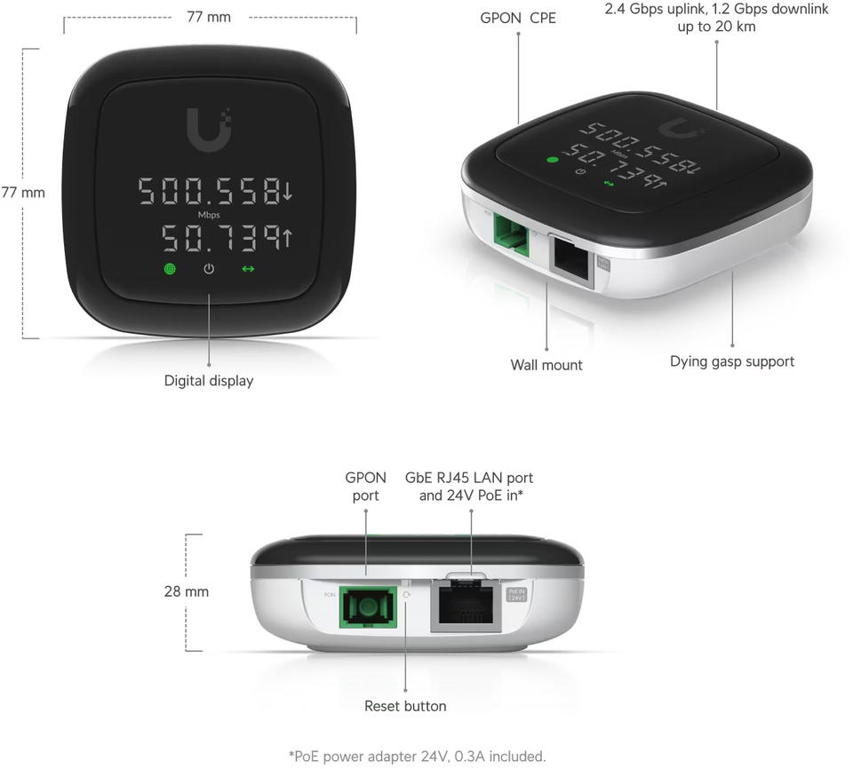 ubiquiti uf-nano fiber nano gpon cpe with led display