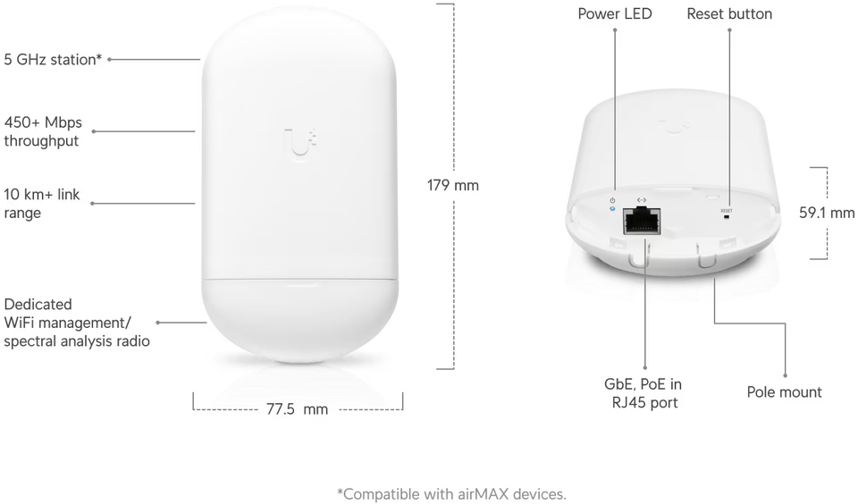 ubiquiti loco5ac-5 airmax nanostation 5ac loco wifi radio 5-pack